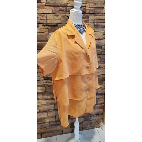 APART BLOUSE ORANGE SHORT SLEEVE POLYESTER SIZE 22W(2X) - Picture 4 of 6